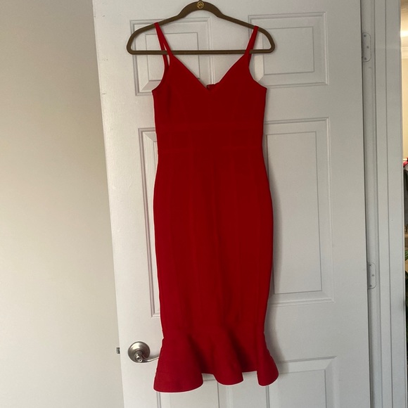 RED BANDAGE BODYCON DRESS - Picture 2 of 6